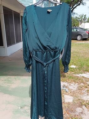 Dresses Taylor Teal Label on Brown Satin Tag